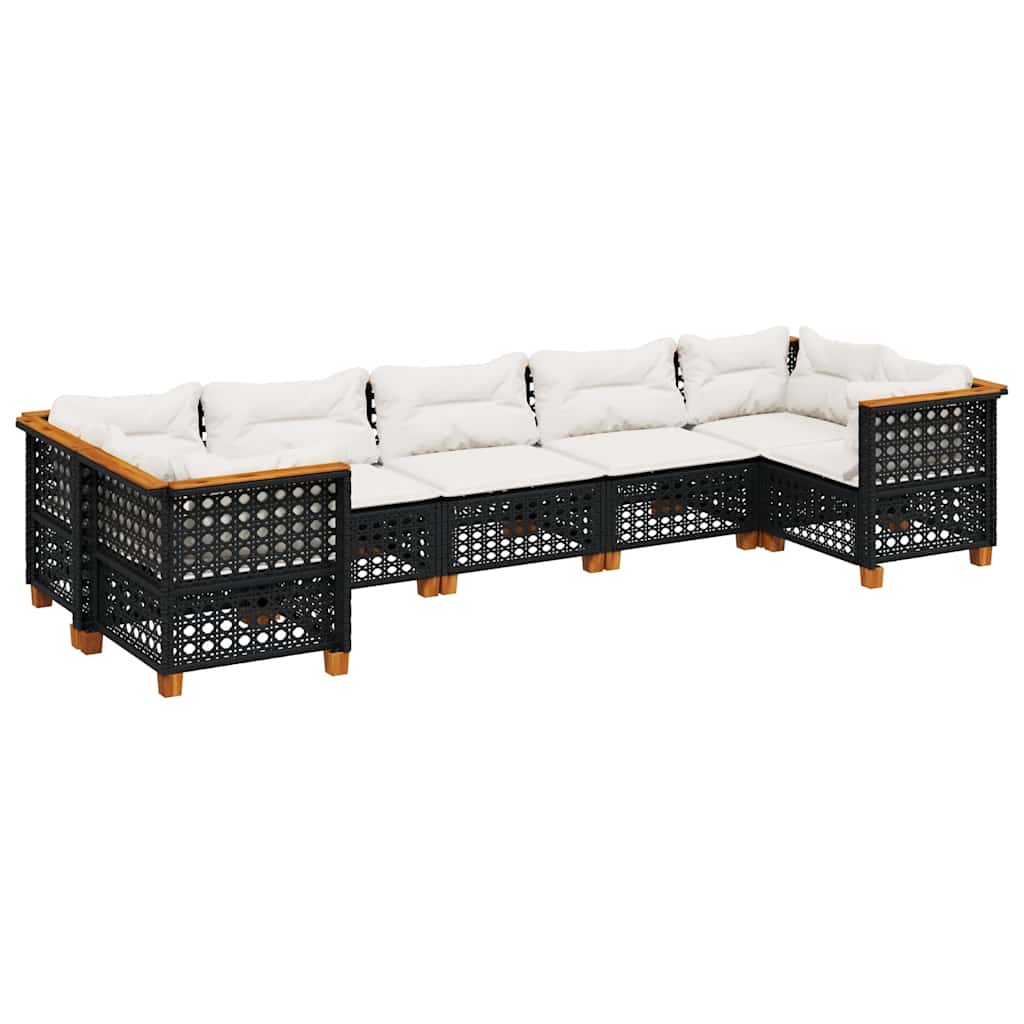 7-delige Loungeset met kussens poly rattan zwart is nu te koop bij PeponiXL, paradijselijk wonen!