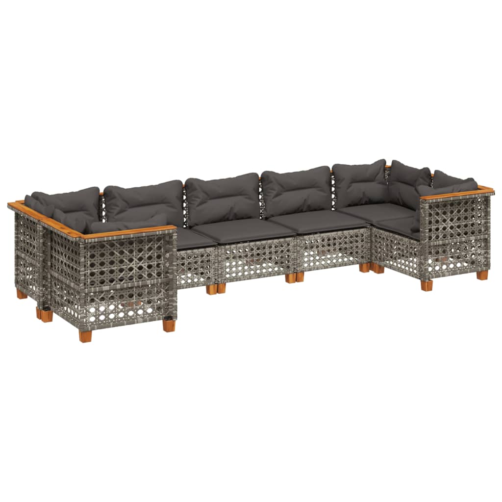 7-delige Loungeset met kussens poly rattan grijs is nu te koop bij PeponiXL, paradijselijk wonen!