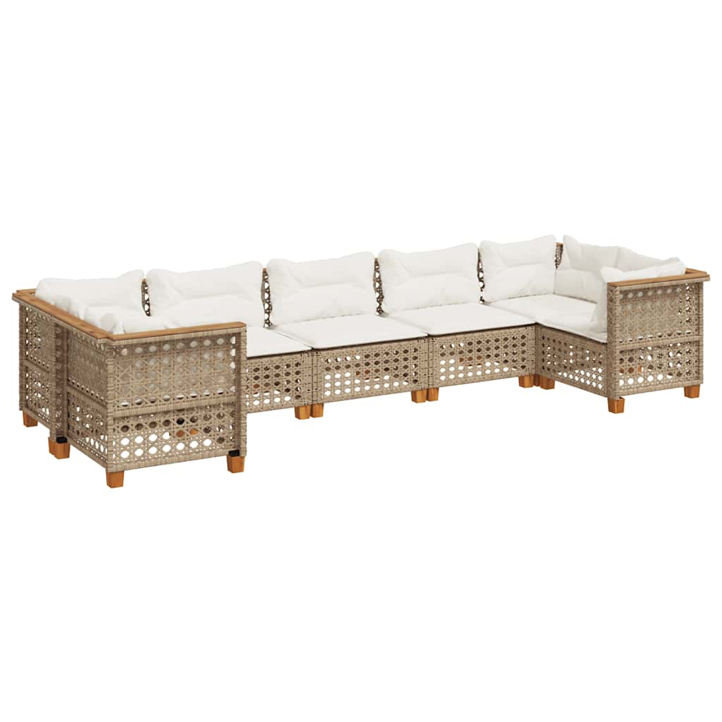 7-delige Loungeset met kussens poly rattan beige is nu te koop bij PeponiXL, paradijselijk wonen!