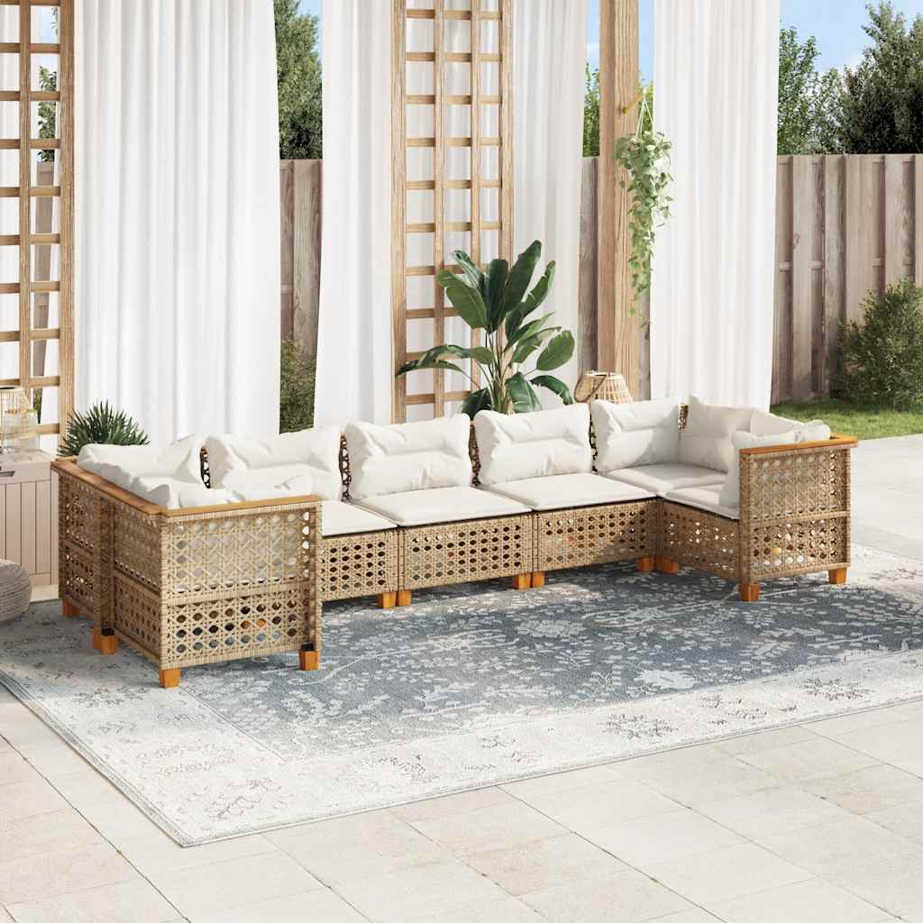 7-delige Loungeset met kussens poly rattan beige is nu te koop bij PeponiXL, paradijselijk wonen!