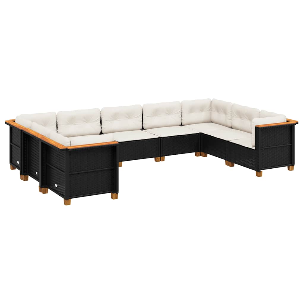 9-delige Loungeset met kussens poly rattan zwart is nu te koop bij PeponiXL, paradijselijk wonen!