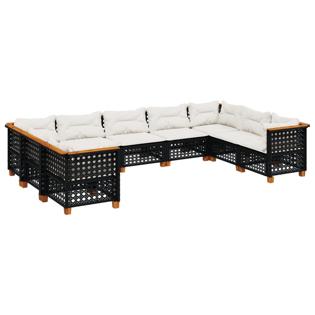 9-delige Loungeset met kussens poly rattan zwart is nu te koop bij PeponiXL, paradijselijk wonen!