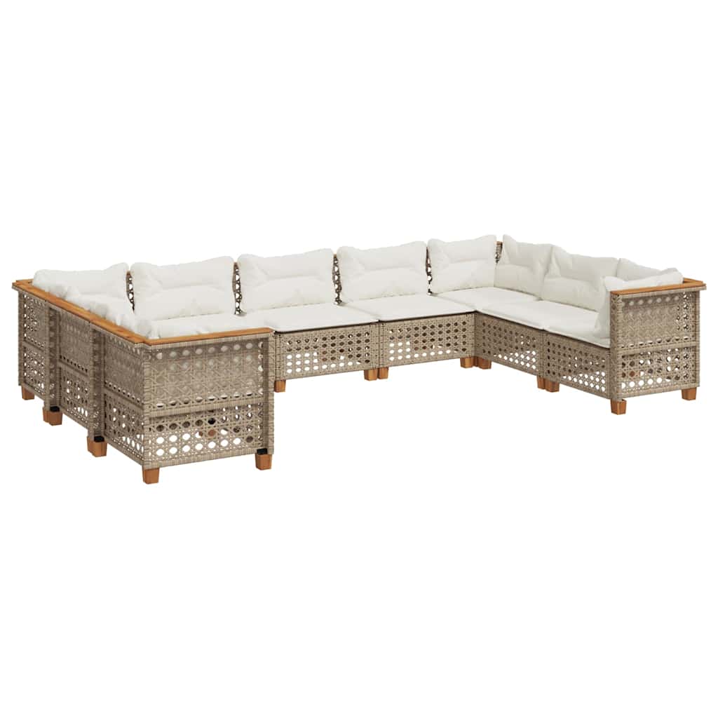 9-delige Loungeset met kussens poly rattan beige is nu te koop bij PeponiXL, paradijselijk wonen!