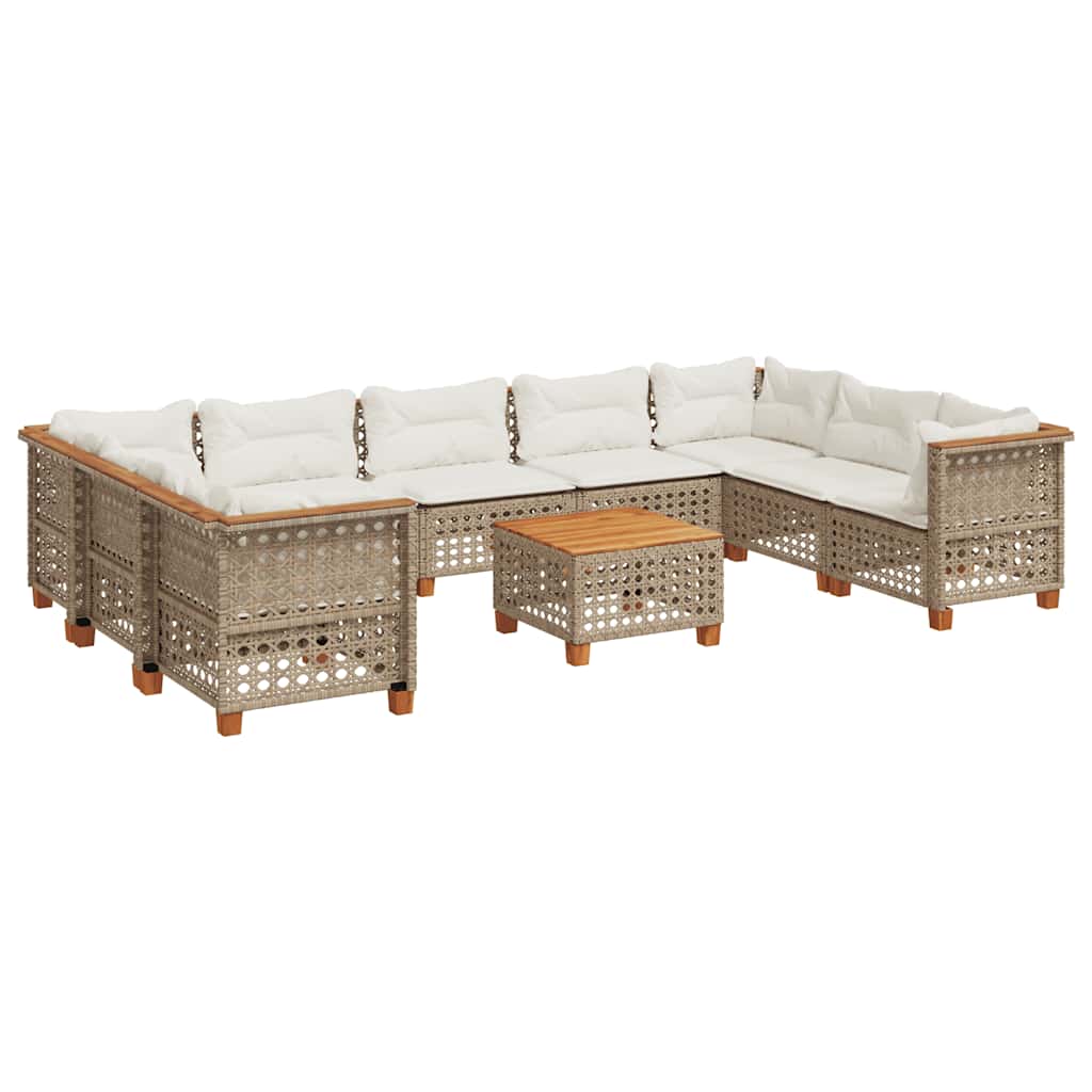 10-delige Loungeset met kussens poly rattan beige is nu te koop bij PeponiXL, paradijselijk wonen!