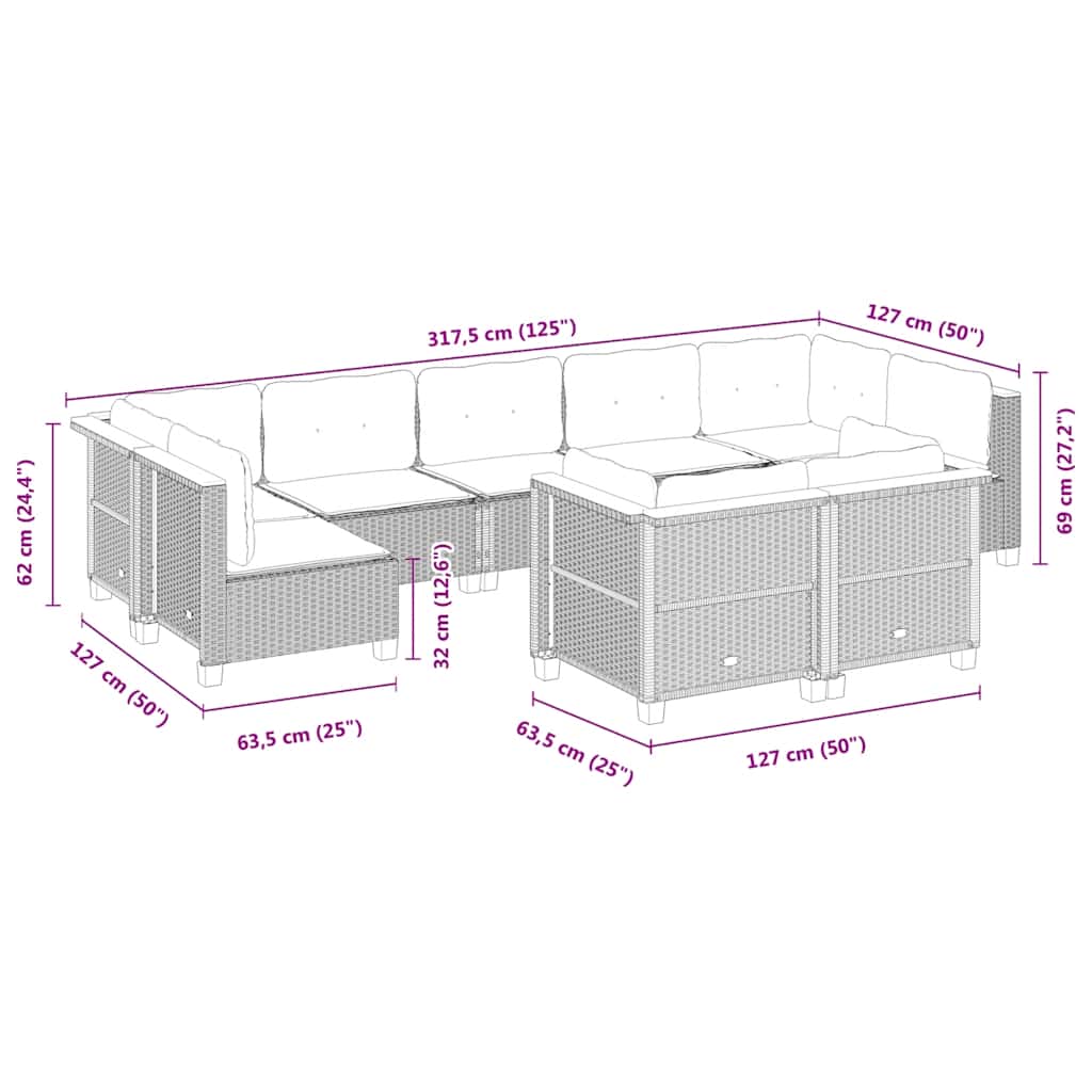 9-delige Loungeset met kussens poly rattan zwart is nu te koop bij PeponiXL, paradijselijk wonen!
