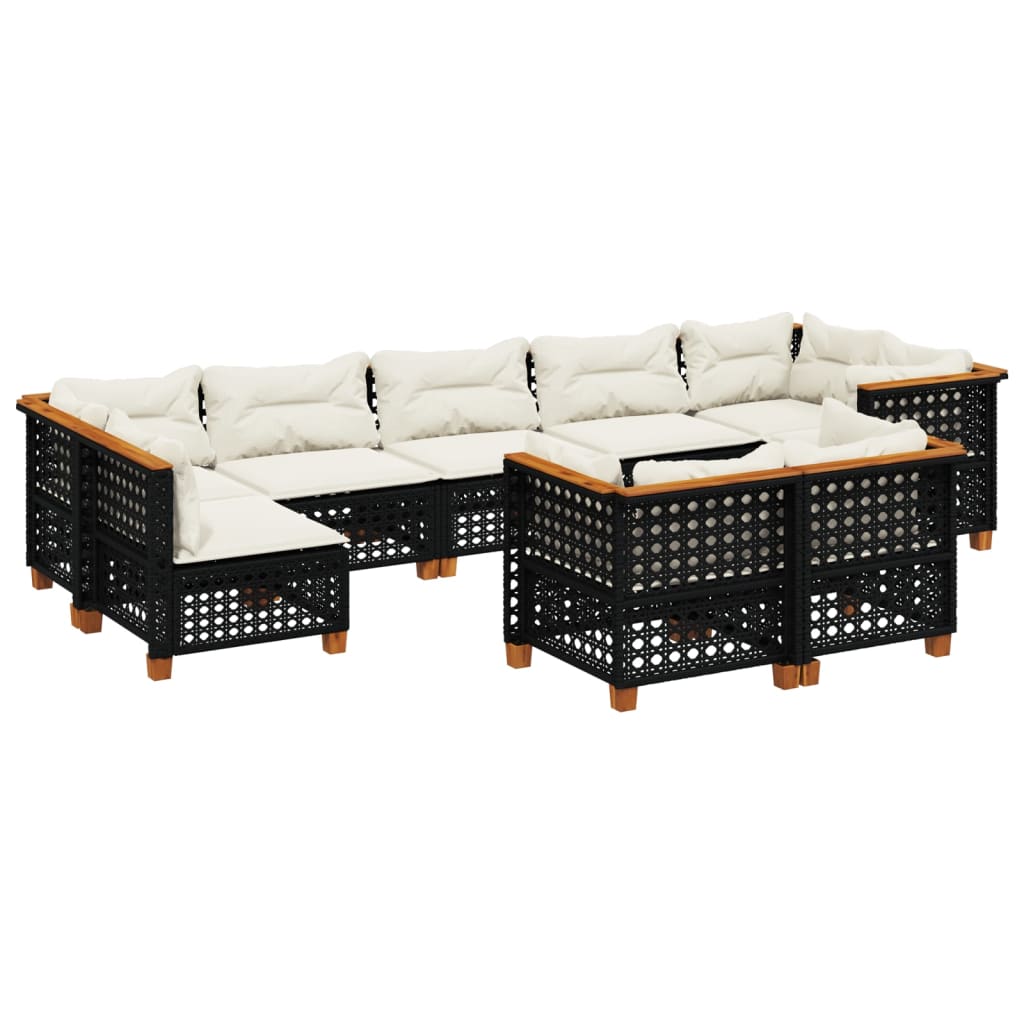 9-delige Loungeset met kussens poly rattan zwart is nu te koop bij PeponiXL, paradijselijk wonen!