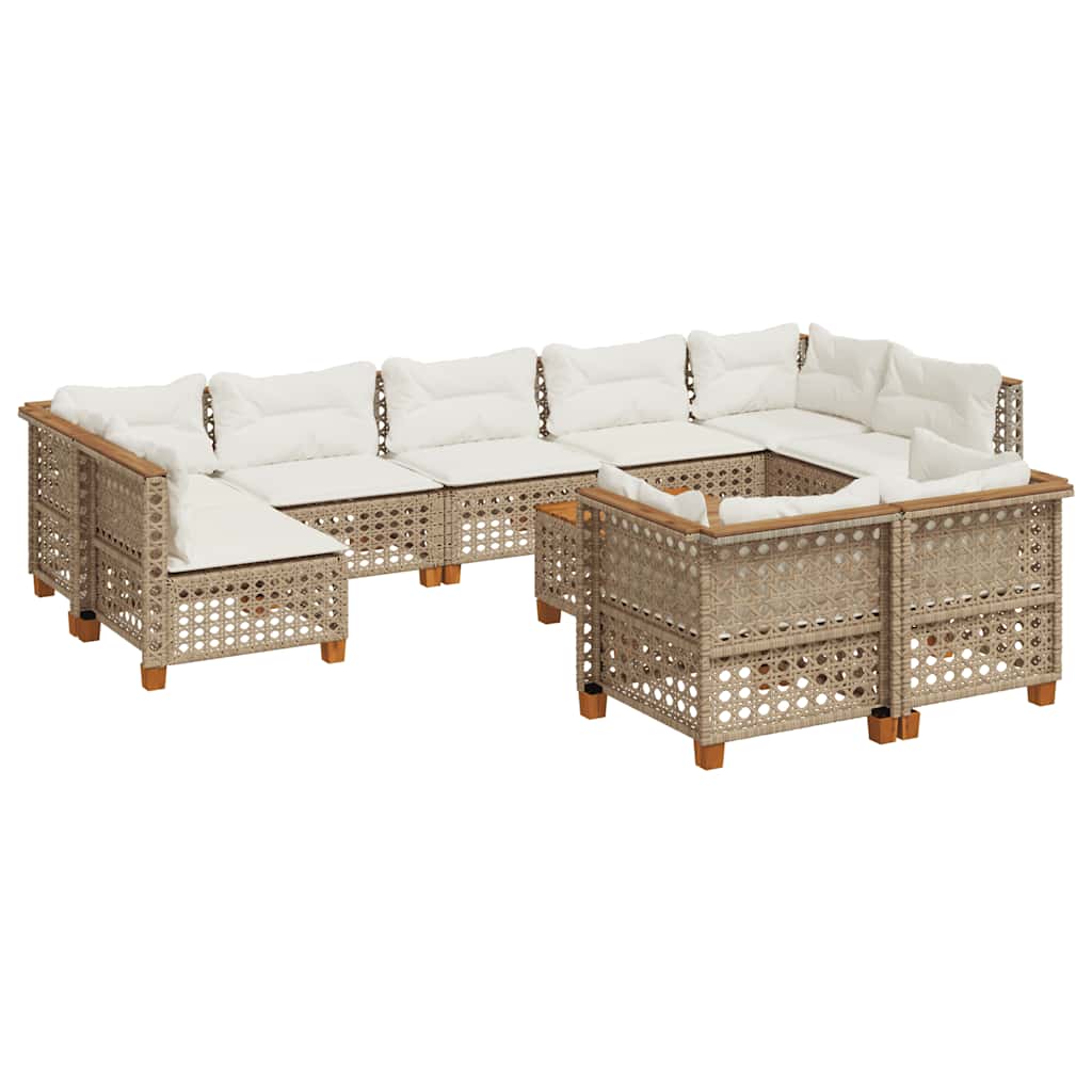 10-delige Loungeset met kussens poly rattan beige is nu te koop bij PeponiXL, paradijselijk wonen!
