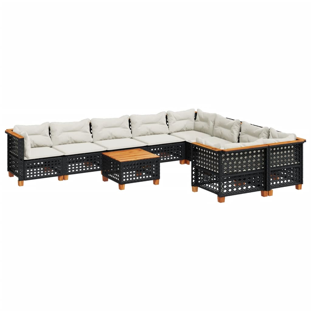 10-delige Loungeset met kussens poly rattan zwart is nu te koop bij PeponiXL, paradijselijk wonen!