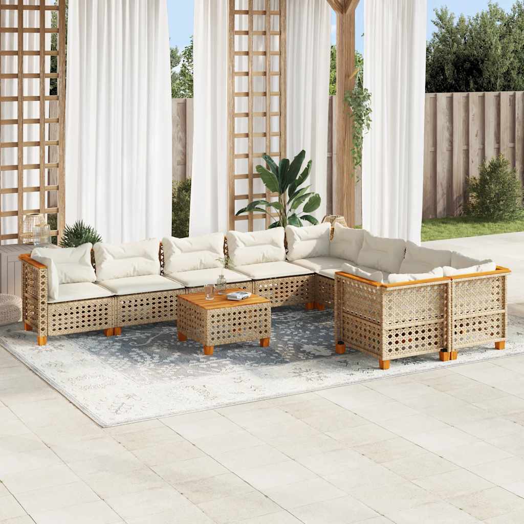 10-delige Loungeset met kussens poly rattan beige is nu te koop bij PeponiXL, paradijselijk wonen!