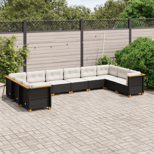 10-delige Loungeset met kussens poly rattan zwart is nu te koop bij PeponiXL, paradijselijk wonen!