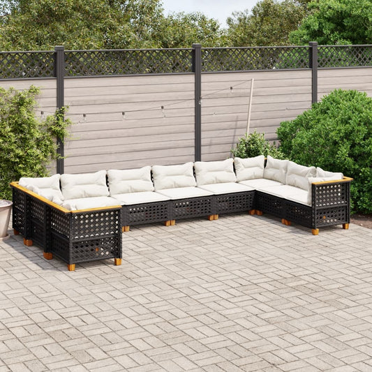 10-delige Loungeset met kussens poly rattan zwart is nu te koop bij PeponiXL, paradijselijk wonen!