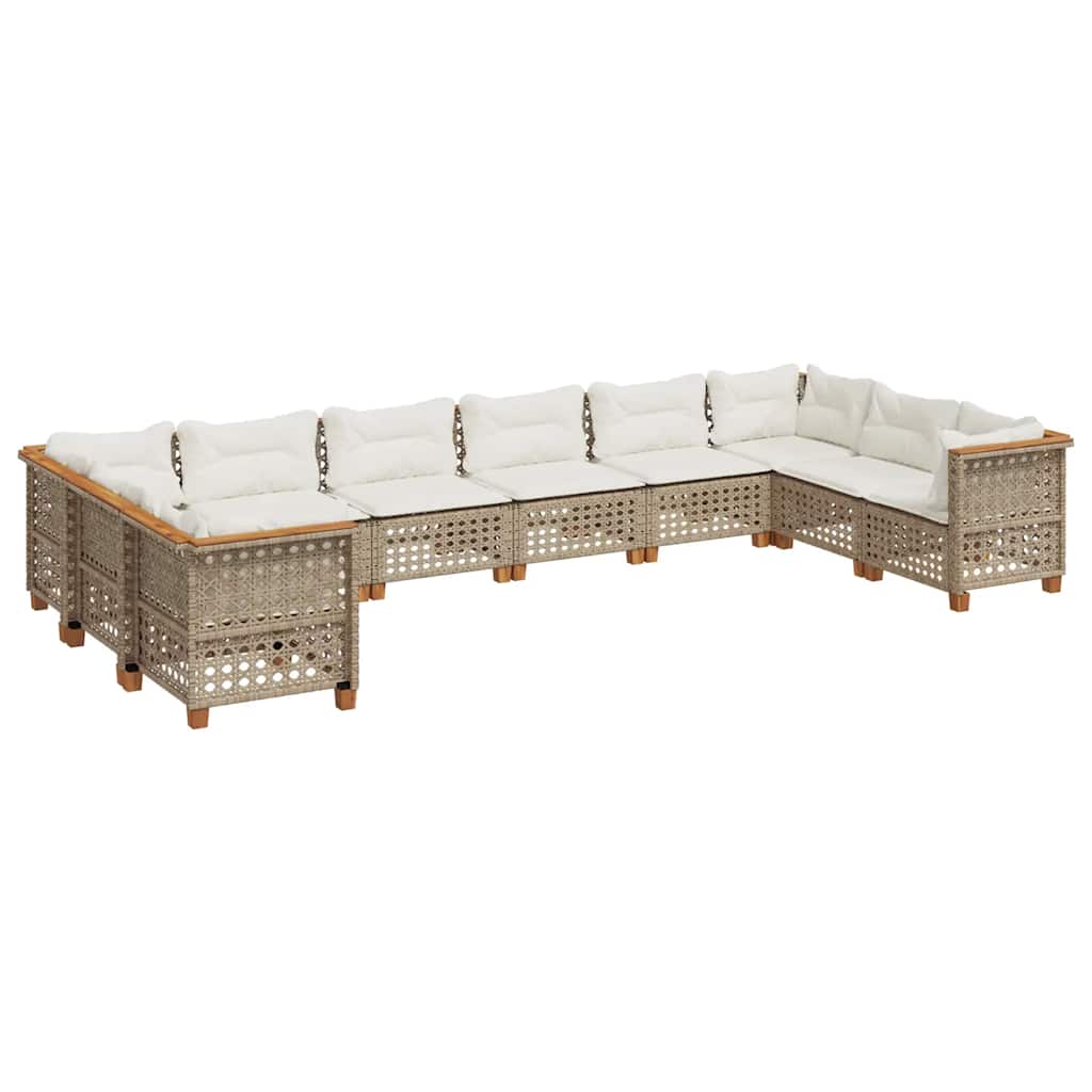 10-delige Loungeset met kussens poly rattan beige is nu te koop bij PeponiXL, paradijselijk wonen!