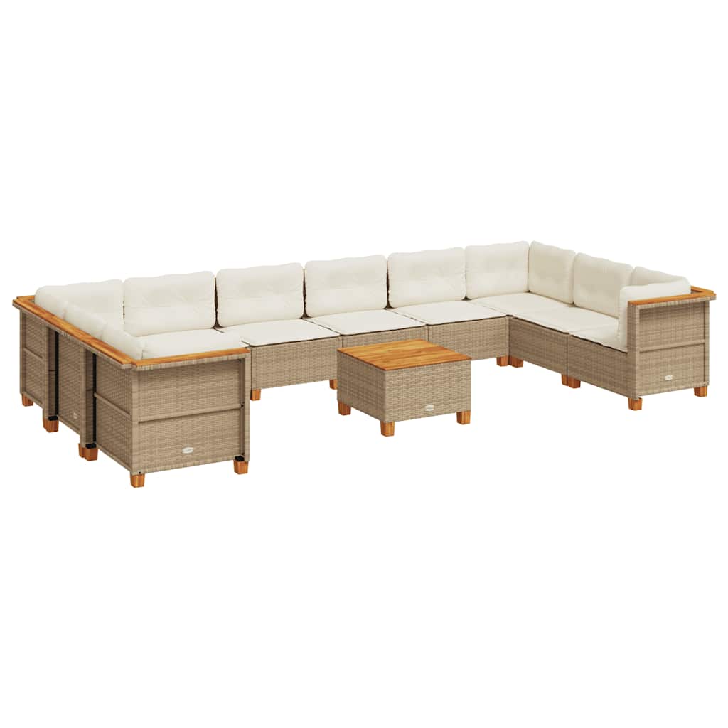 11-delige Tuinset met kussens poly rattan beige is nu te koop bij PeponiXL, paradijselijk wonen!