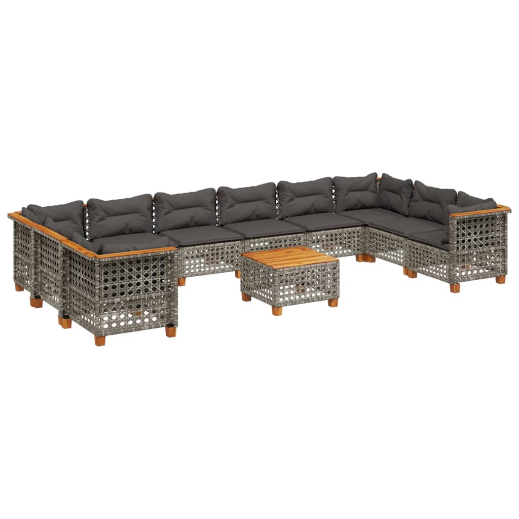 11-delige Loungeset met kussens poly rattan grijs is nu te koop bij PeponiXL, paradijselijk wonen!