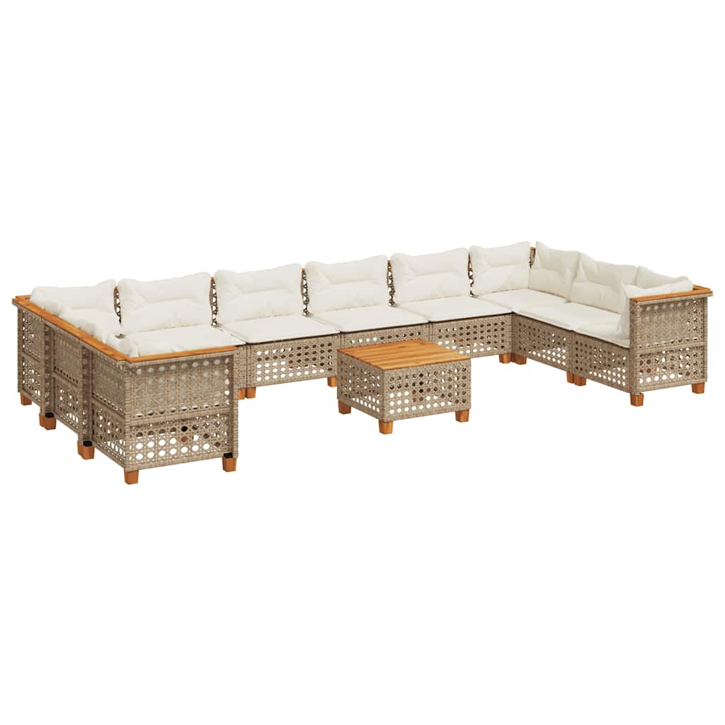 11-delige Tuinset met kussens poly rattan beige is nu te koop bij PeponiXL, paradijselijk wonen!