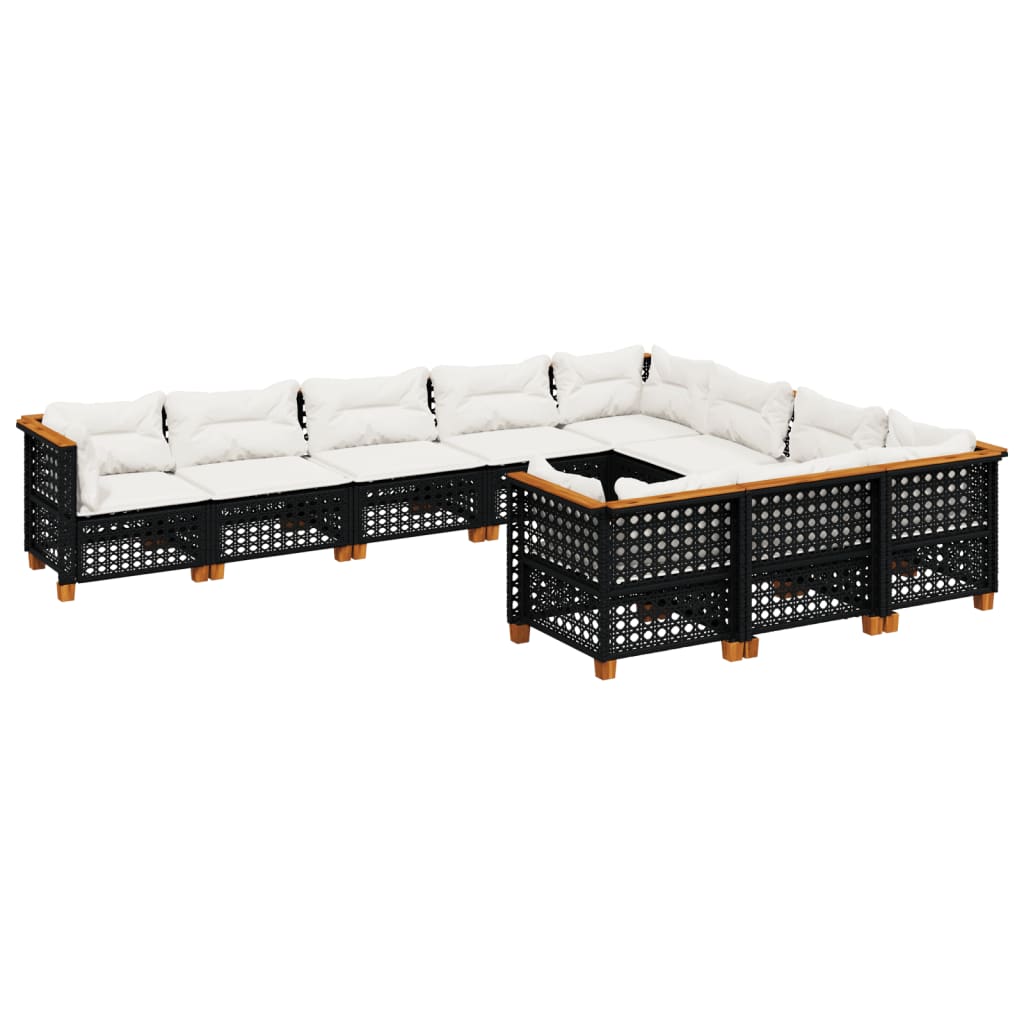 10-delige Loungeset met kussens poly rattan zwart is nu te koop bij PeponiXL, paradijselijk wonen!
