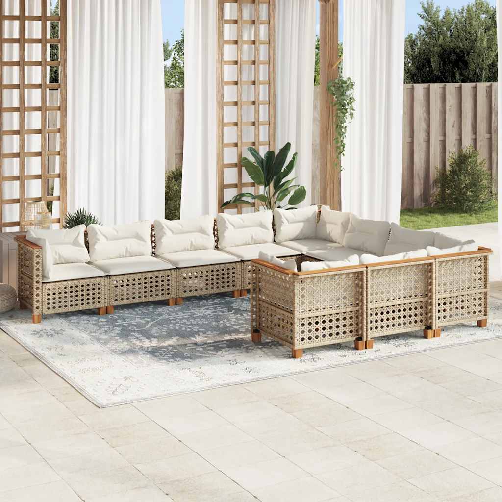 10-delige Loungeset met kussens poly rattan beige is nu te koop bij PeponiXL, paradijselijk wonen!