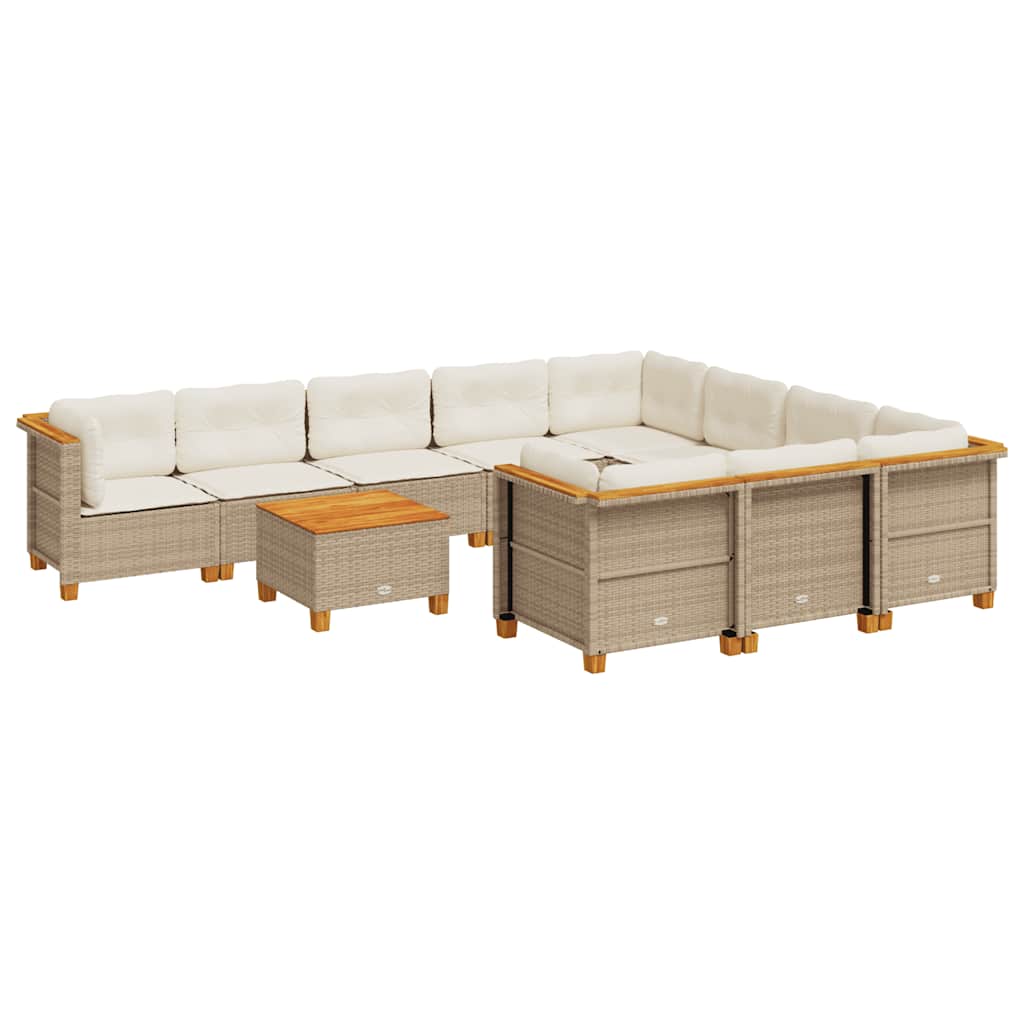 11-delige Tuinset met kussens poly rattan beige is nu te koop bij PeponiXL, paradijselijk wonen!