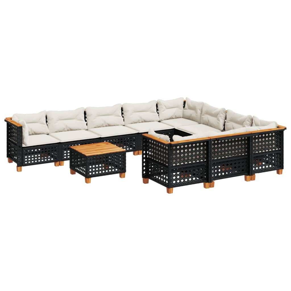 11-delige Loungeset met kussens poly rattan zwart is nu te koop bij PeponiXL, paradijselijk wonen!