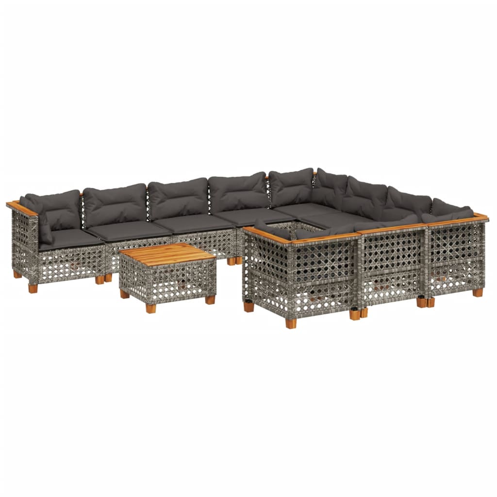 11-delige Loungeset met kussens poly rattan grijs is nu te koop bij PeponiXL, paradijselijk wonen!