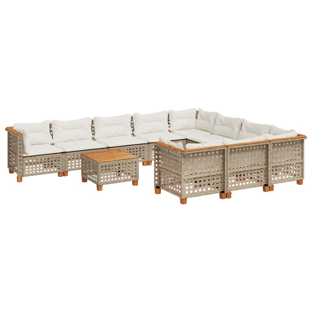 11-delige Tuinset met kussens poly rattan beige is nu te koop bij PeponiXL, paradijselijk wonen!