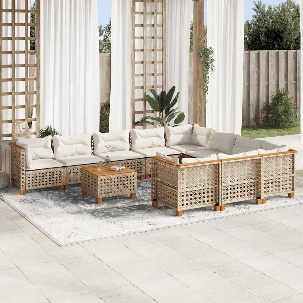 11-delige Tuinset met kussens poly rattan beige is nu te koop bij PeponiXL, paradijselijk wonen!