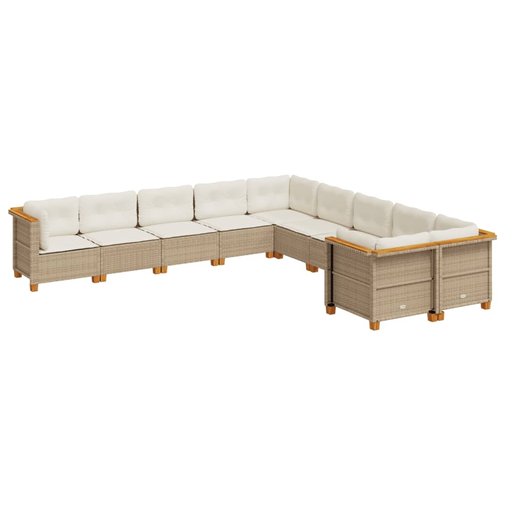 10-delige Loungeset met kussens poly rattan beige is nu te koop bij PeponiXL, paradijselijk wonen!