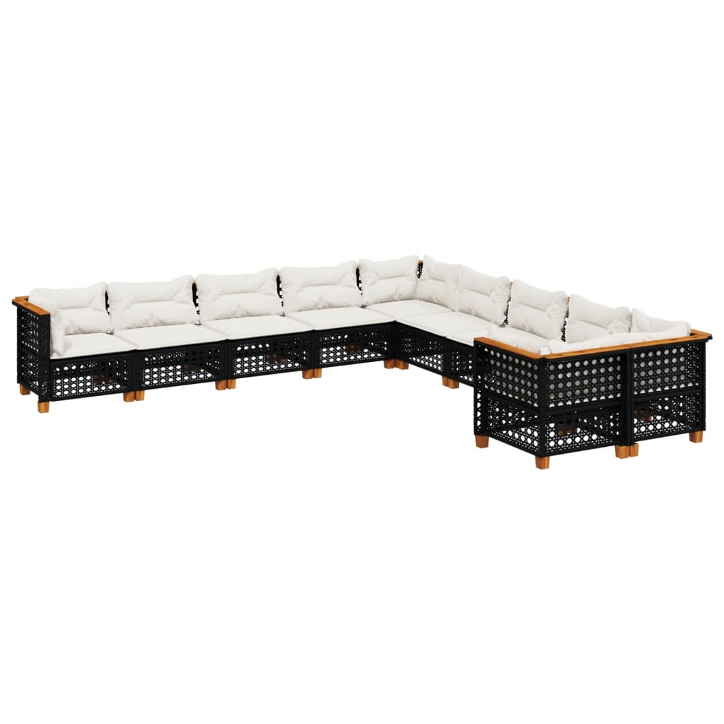 10-delige Loungeset met kussens poly rattan zwart is nu te koop bij PeponiXL, paradijselijk wonen!
