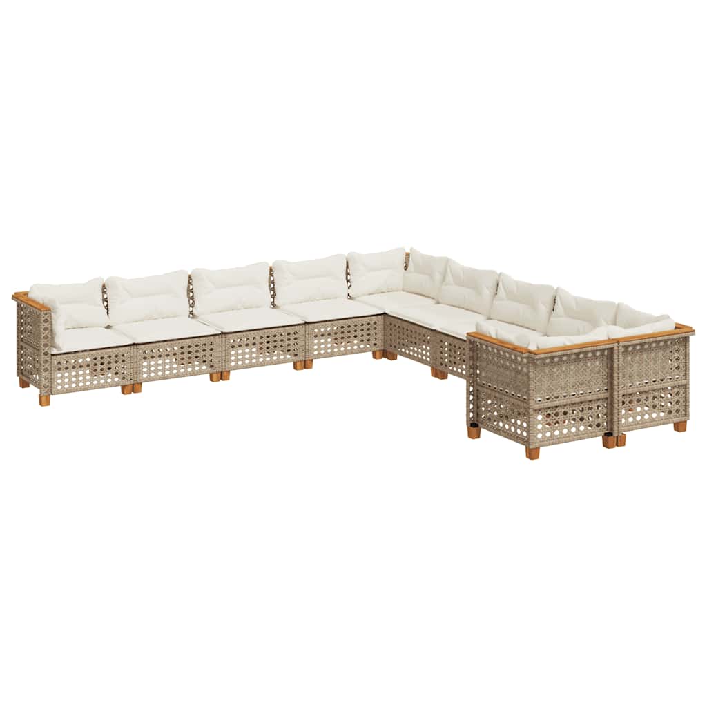 10-delige Loungeset met kussens poly rattan beige is nu te koop bij PeponiXL, paradijselijk wonen!