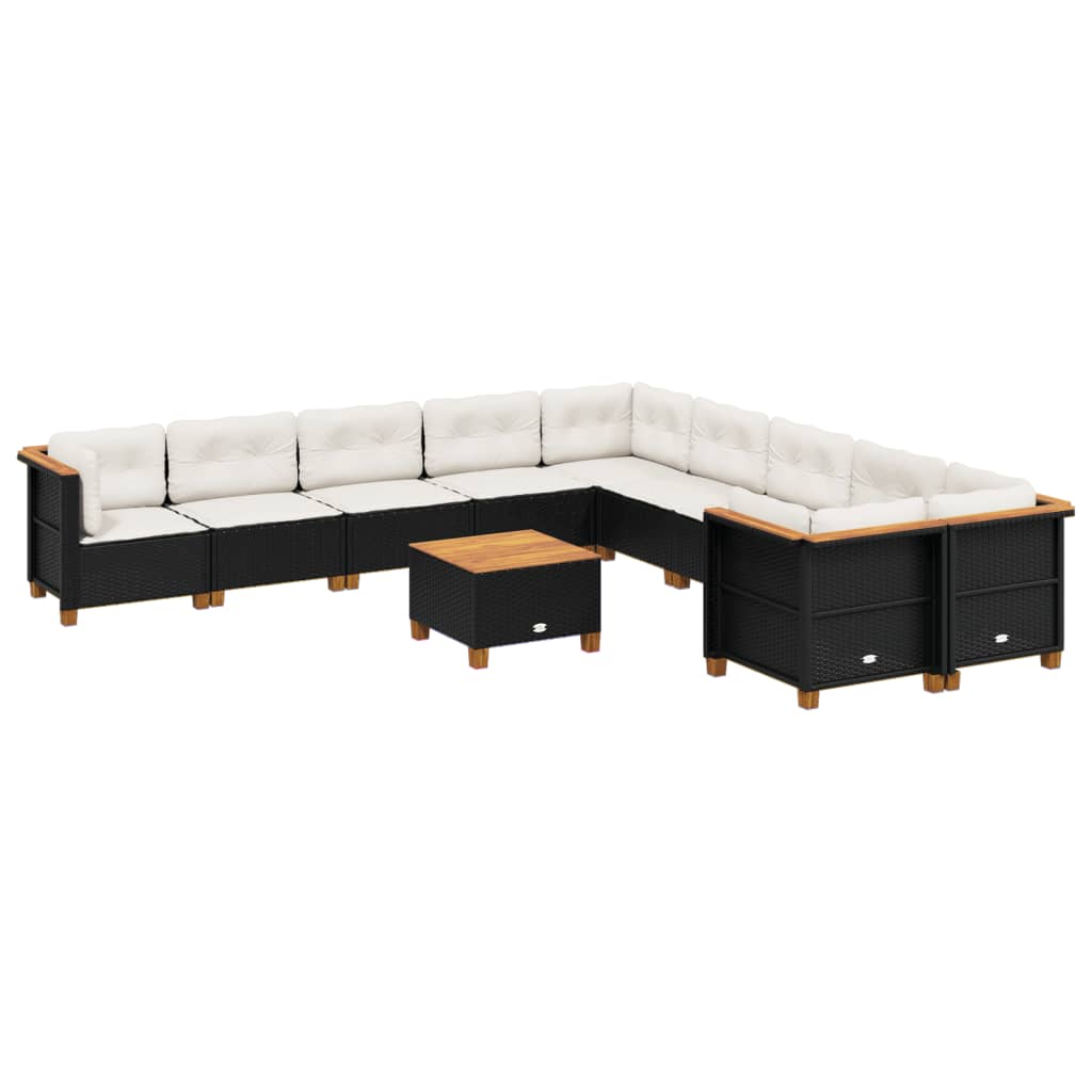 11-delige Loungeset met kussens poly rattan zwart is nu te koop bij PeponiXL, paradijselijk wonen!