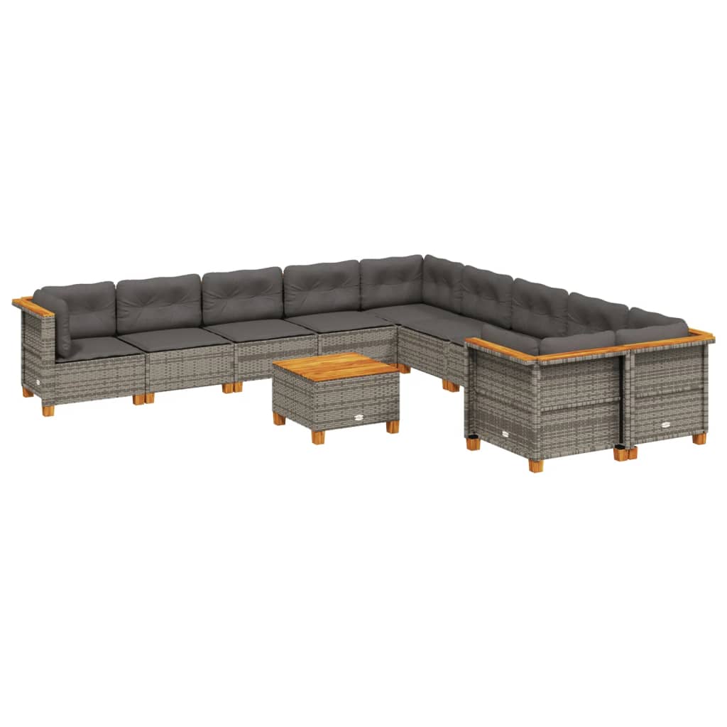 11-delige Loungeset met kussens poly rattan grijs is nu te koop bij PeponiXL, paradijselijk wonen!