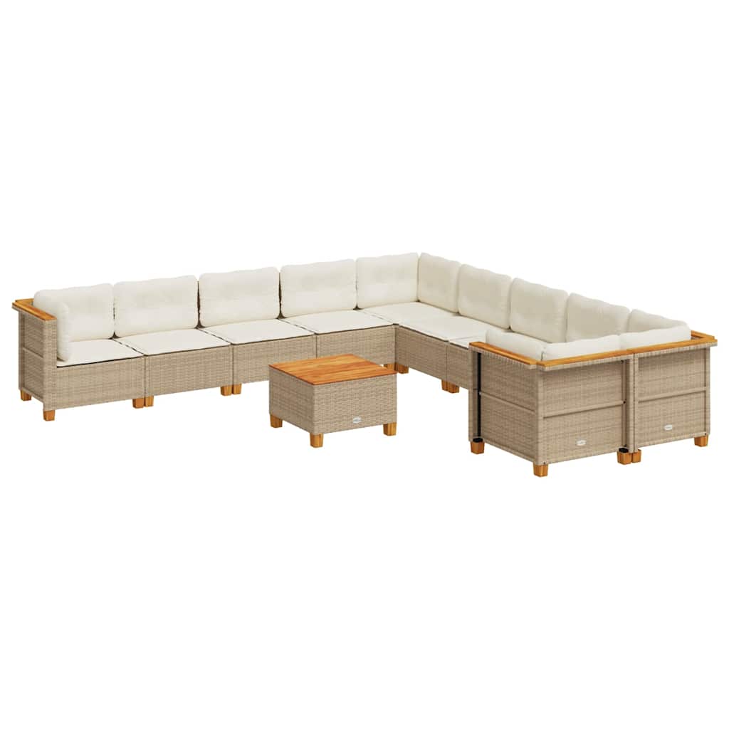 11-delige Tuinset met kussens poly rattan beige is nu te koop bij PeponiXL, paradijselijk wonen!