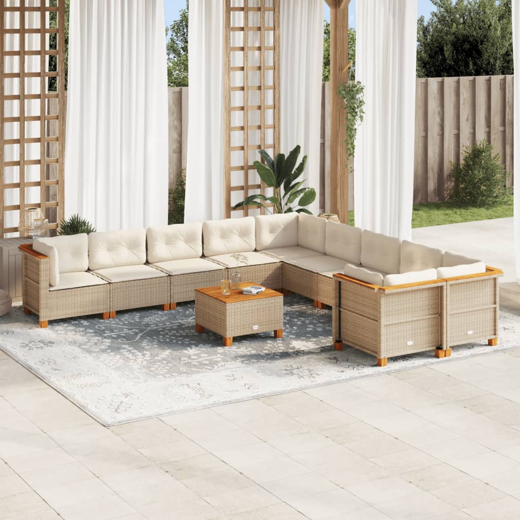 11-delige Tuinset met kussens poly rattan beige is nu te koop bij PeponiXL, paradijselijk wonen!