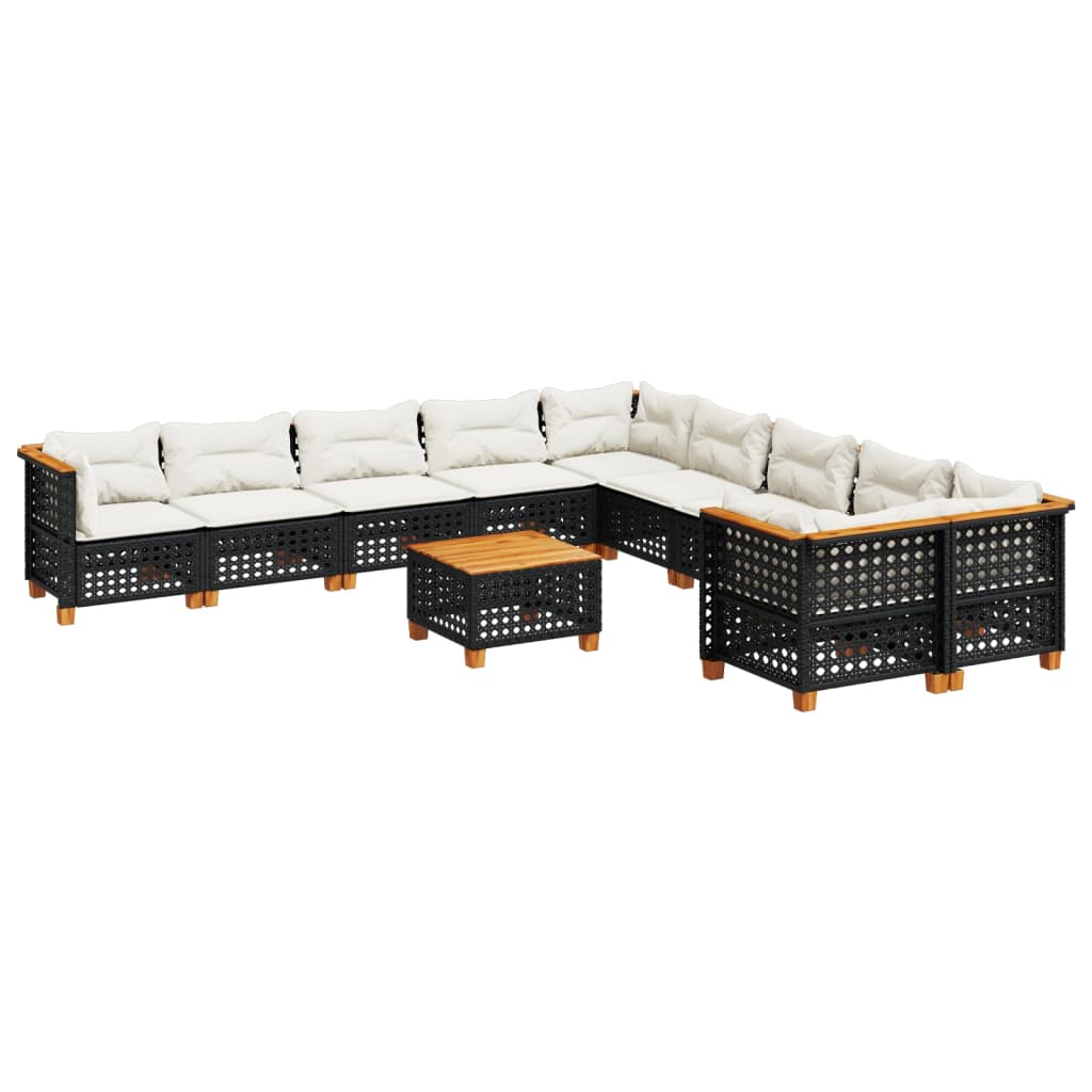 11-delige Loungeset met kussens poly rattan zwart is nu te koop bij PeponiXL, paradijselijk wonen!