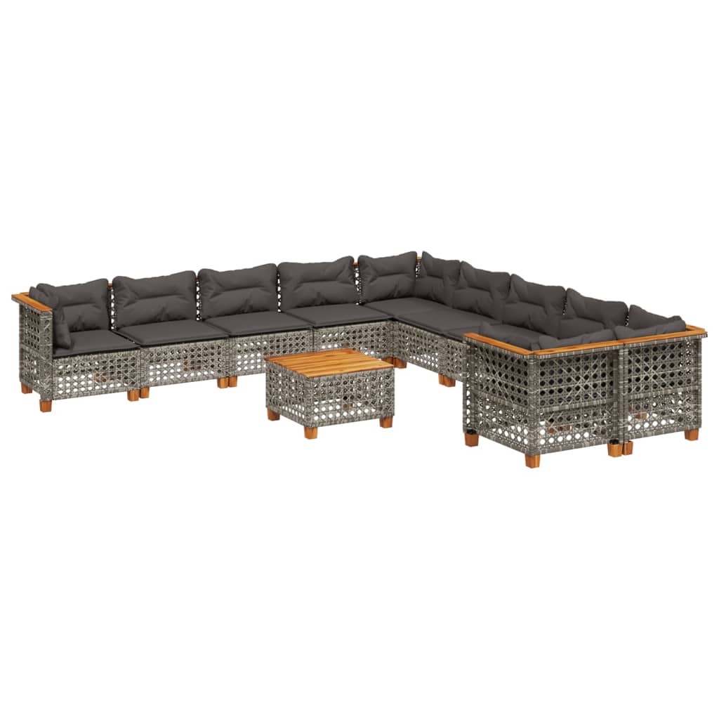 11-delige Loungeset met kussens poly rattan grijs is nu te koop bij PeponiXL, paradijselijk wonen!