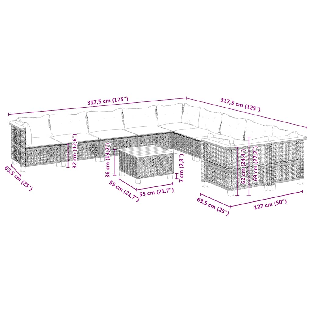11-delige Tuinset met kussens poly rattan beige is nu te koop bij PeponiXL, paradijselijk wonen!