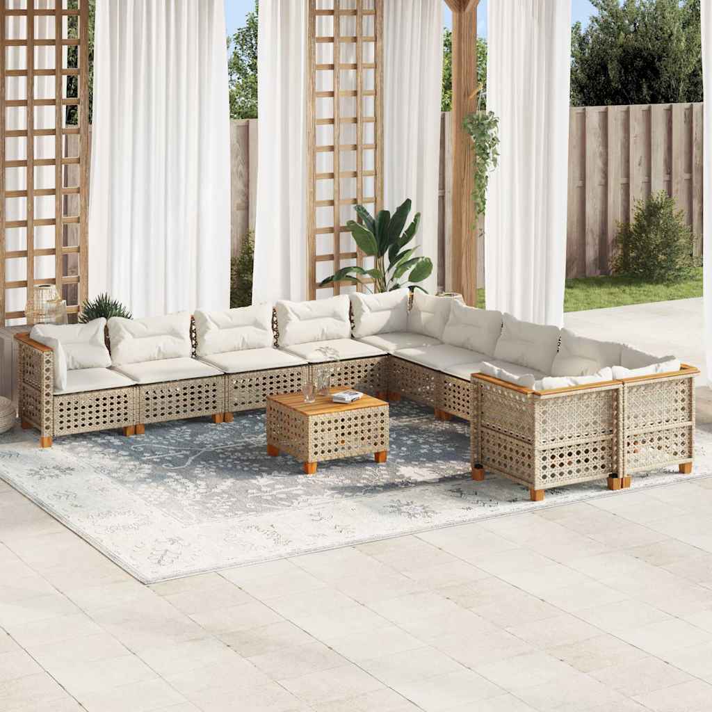 11-delige Tuinset met kussens poly rattan beige is nu te koop bij PeponiXL, paradijselijk wonen!