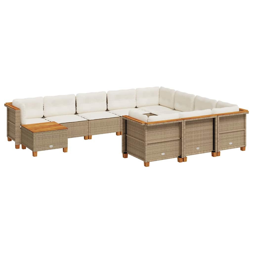 11-delige Tuinset met kussens poly rattan beige is nu te koop bij PeponiXL, paradijselijk wonen!