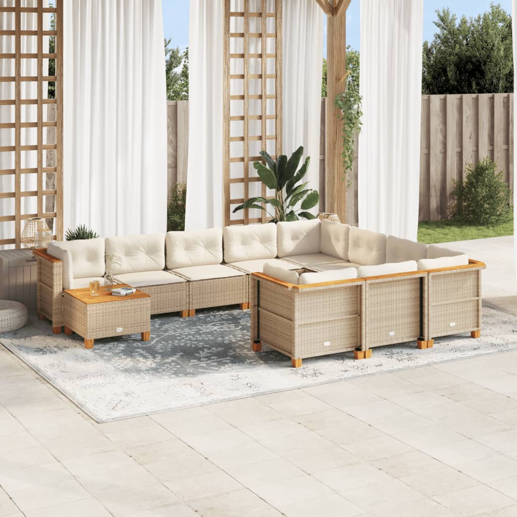 11-delige Tuinset met kussens poly rattan beige is nu te koop bij PeponiXL, paradijselijk wonen!