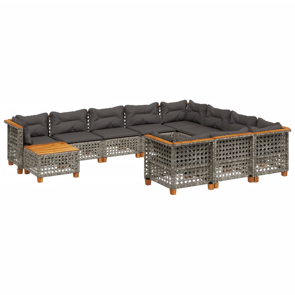 11-delige Loungeset met kussens poly rattan grijs is nu te koop bij PeponiXL, paradijselijk wonen!