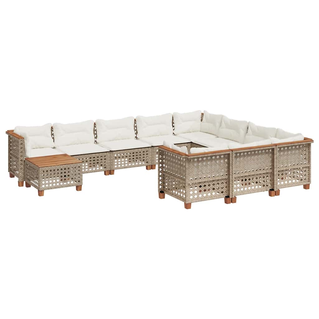 11-delige Tuinset met kussens poly rattan beige is nu te koop bij PeponiXL, paradijselijk wonen!