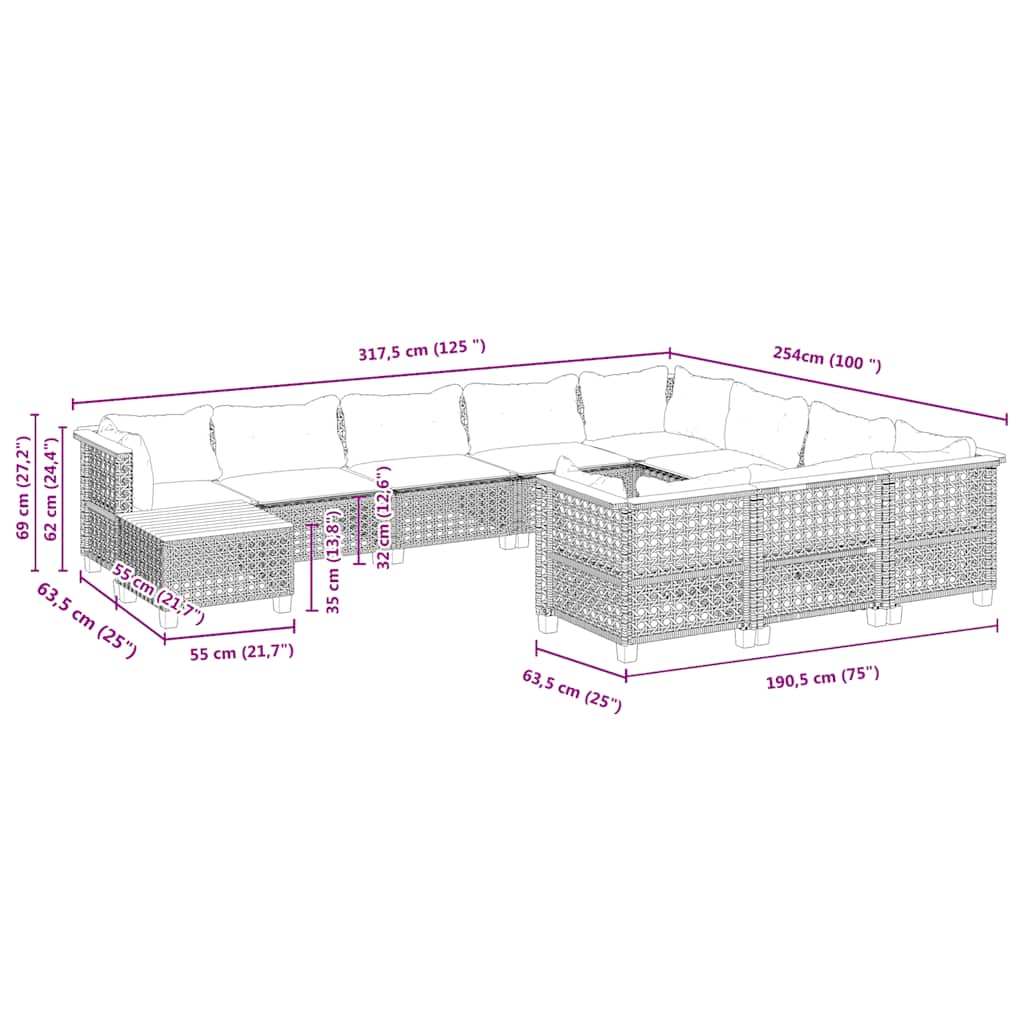 11-delige Tuinset met kussens poly rattan beige is nu te koop bij PeponiXL, paradijselijk wonen!