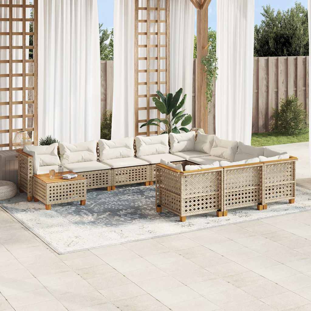 11-delige Tuinset met kussens poly rattan beige is nu te koop bij PeponiXL, paradijselijk wonen!