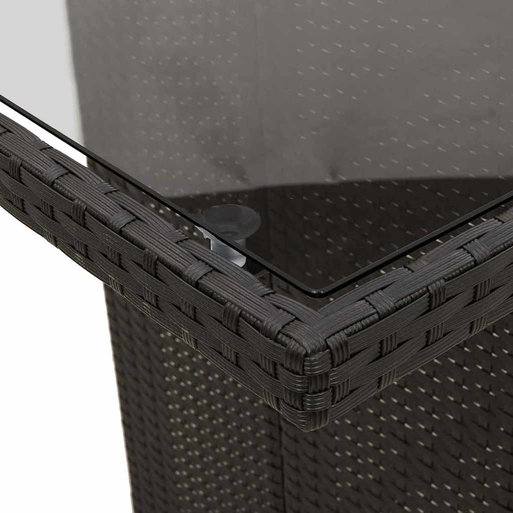 Tuin eettafelset met kussen 9 pcs Zwart poly rattan is nu te koop bij PeponiXL, paradijselijk wonen!