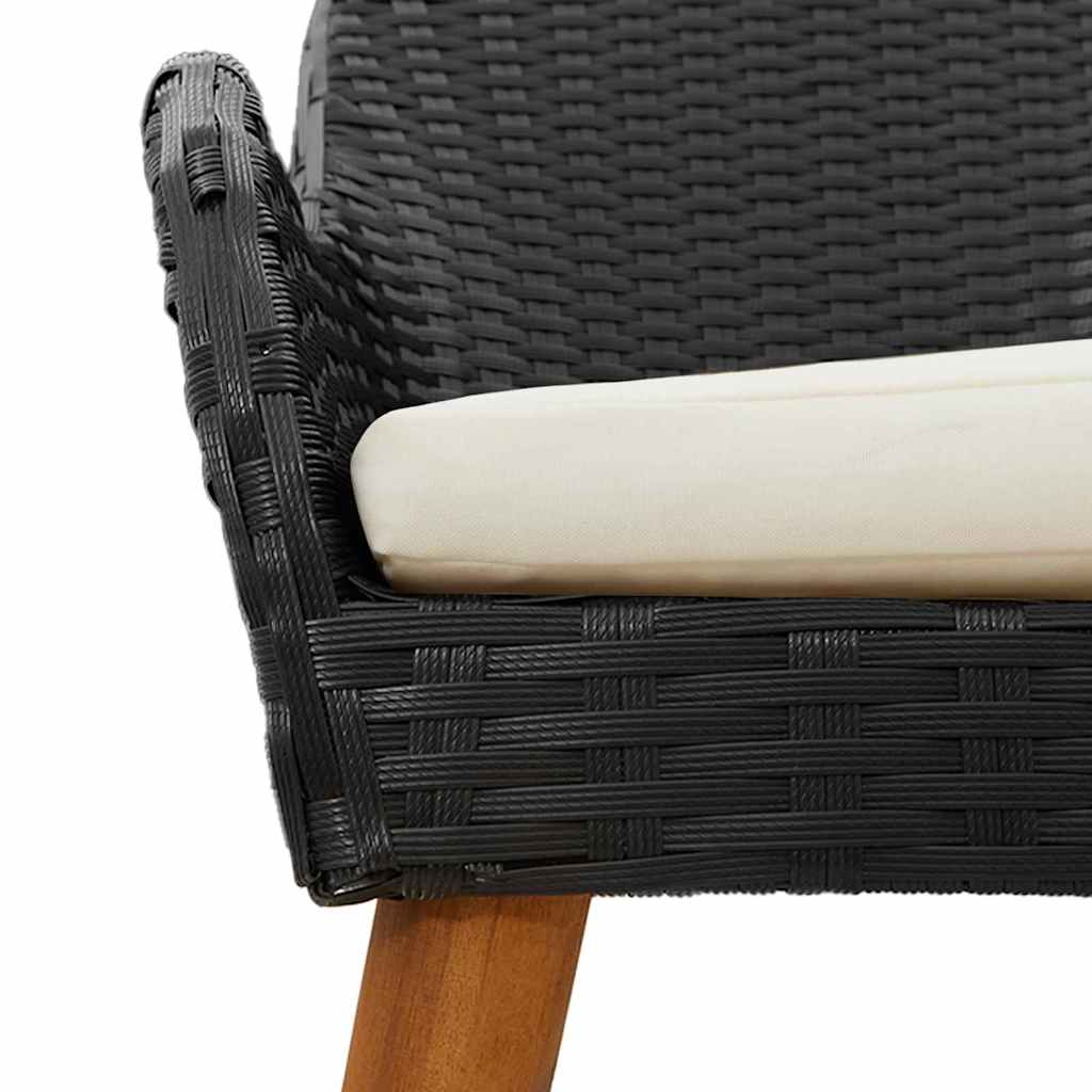 Tuin eettafelset met kussen 7 pcs Zwart poly rattan is nu te koop bij PeponiXL, paradijselijk wonen!
