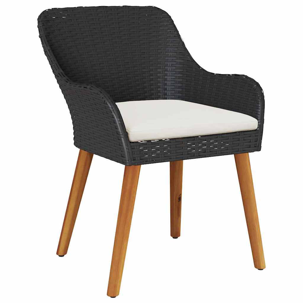 Tuin eettafelset met kussen 7 pcs Zwart poly rattan is nu te koop bij PeponiXL, paradijselijk wonen!