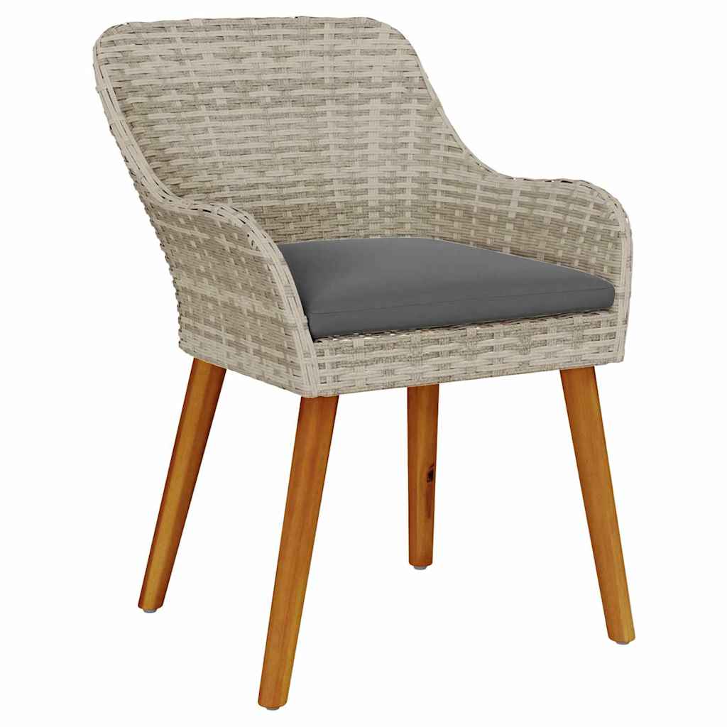 Tuin eettafelset 7 pcs Lichtgrijs poly rattan is nu te koop bij PeponiXL, paradijselijk wonen!