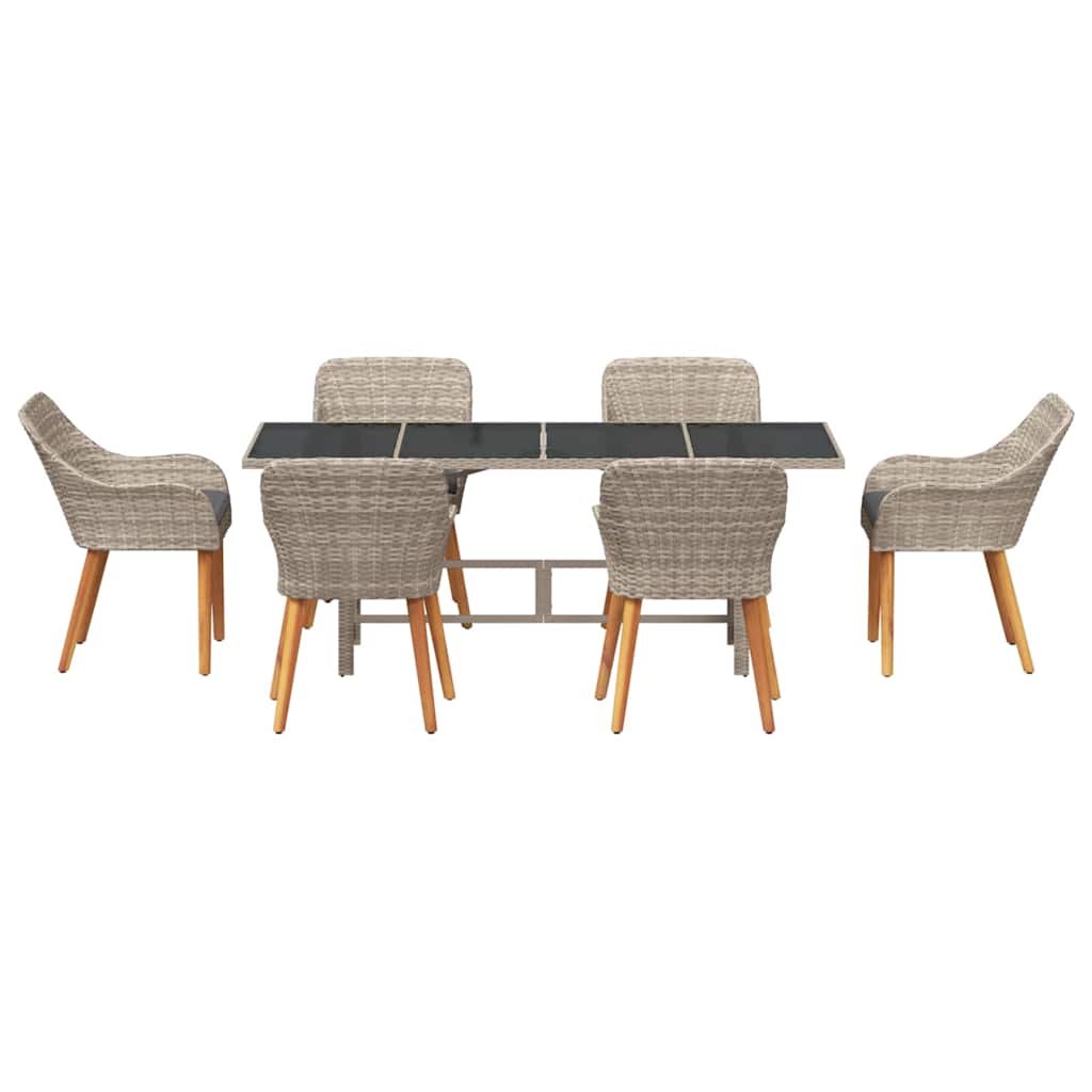 Tuin eettafelset 7 pcs Lichtgrijs poly rattan is nu te koop bij PeponiXL, paradijselijk wonen!