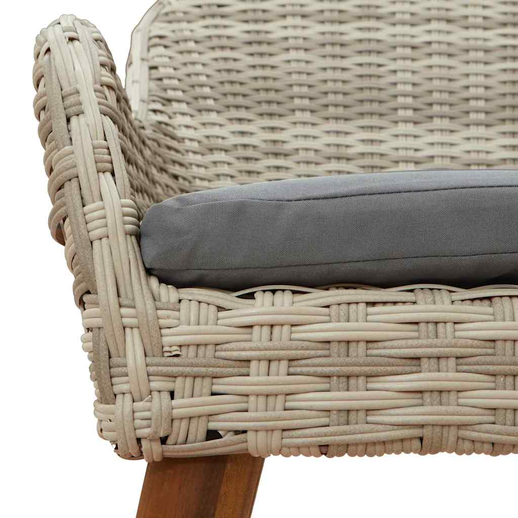 Tuin eettafelset 9 pcs Lichtgrijs poly rattan is nu te koop bij PeponiXL, paradijselijk wonen!