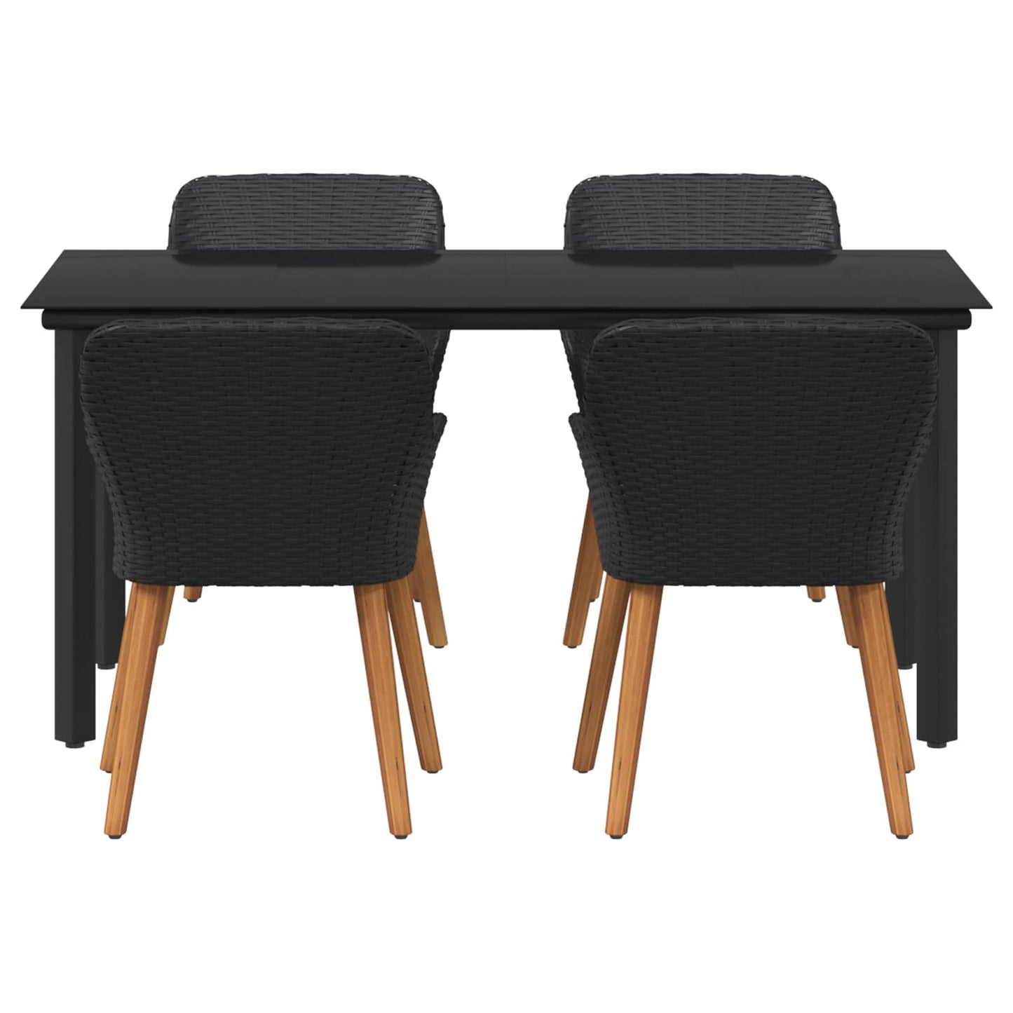 Tuin eettafelset met kussen 5 pcs Zwart poly rattan is nu te koop bij PeponiXL, paradijselijk wonen!